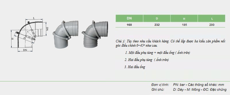BỘ NỐI GÓC ĐIỀU CHỈNH 0 ÷ 90 ĐỘ
